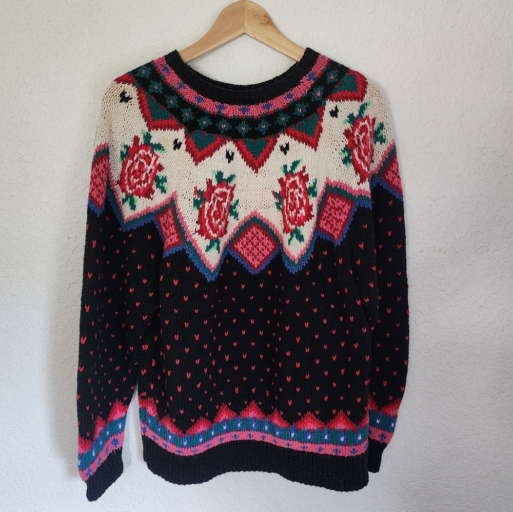 Vintage Heirlooms Handknit Sweater Size M Sezane Inspired Grandma Chic - Picture 2 of 5